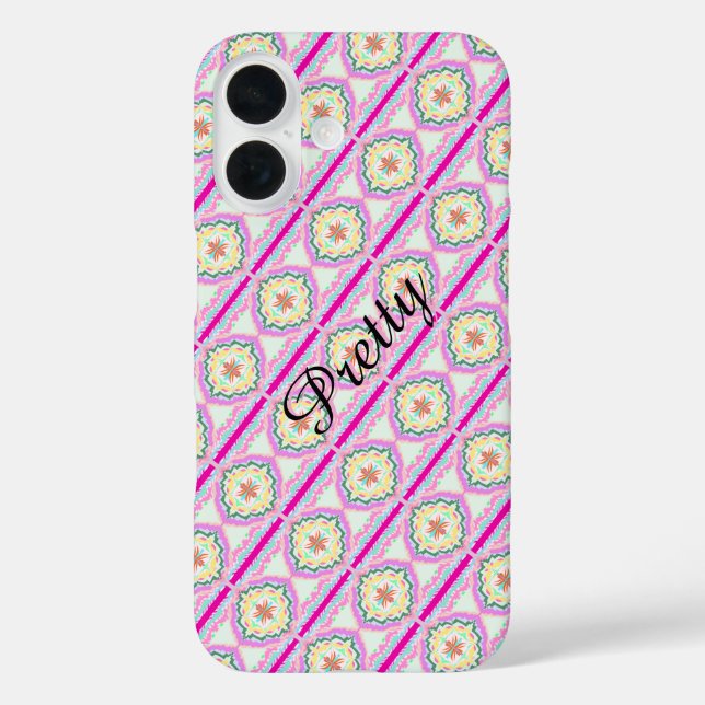 Chic Pink and Gold Geometric Floral Pattern Case-Mate iPhone Case (Back)