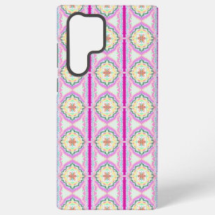 Chic Pink and Gold Geometric Floral Pattern Samsung Galaxy Case