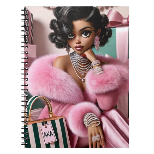 Chic Pink And Green Notebook (Front)