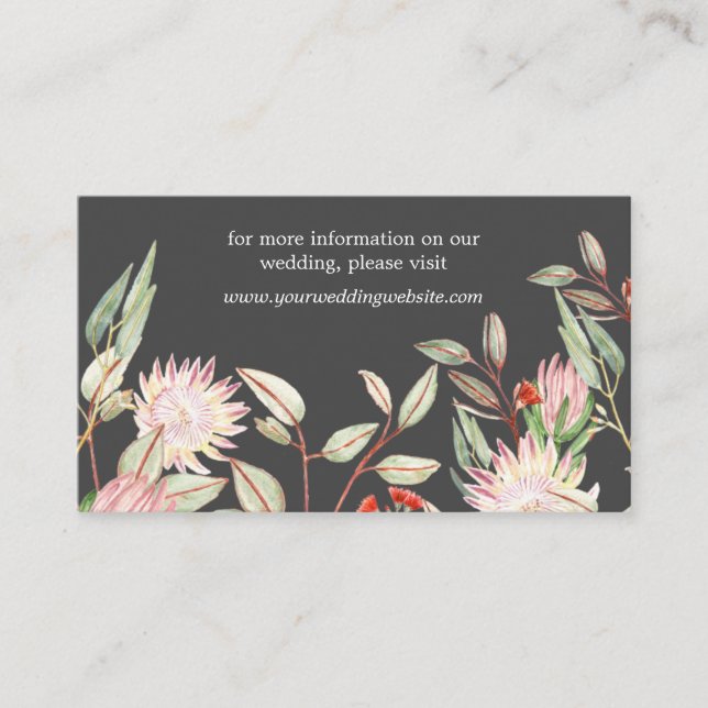 Chic Pink and Grey Australian Floral Website Card. Enclosure Card (Front)