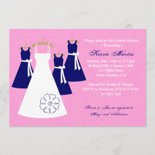 Chic Pink and Navy Bridal Shower Invitation