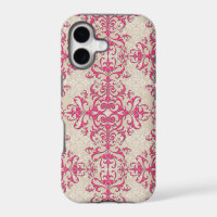 Chic Pink and Off White Floral Damask Pattern