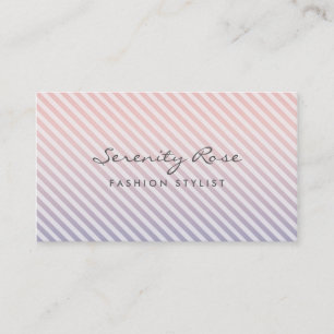 Chic Pink and Purple Ombre Stripes Fashion Design Business Card
