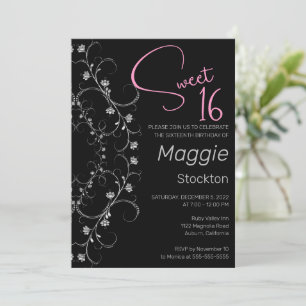Chic Pink and Silver Sweet 16 Invitation