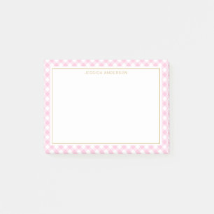 Chic Pink And White Gingham Pattern Post-it Notes
