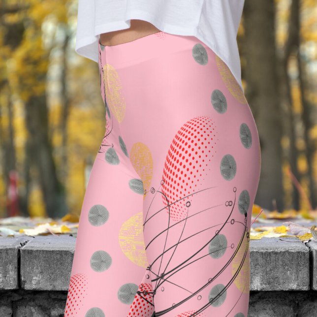 Chic Pink Atomic Vortex Pattern Leggings (Cherry Blossom Pink Atomic Vortex Leggings)