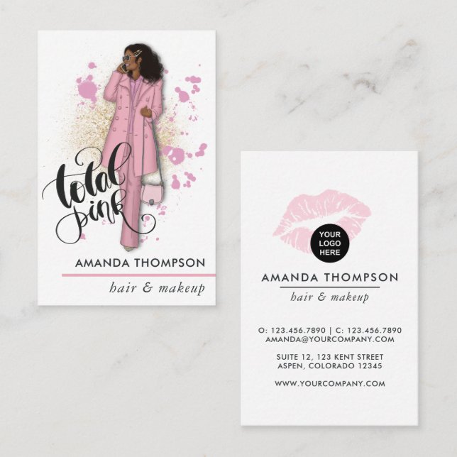 Chic Pink Beauty Fashion Business Card (Front/Back)