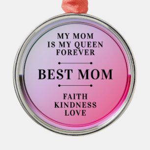 Chic Pink Best Mum First Place Champion Medal Metal Ornament