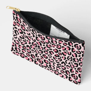 Chic pink black leopard pattern accessory pouch