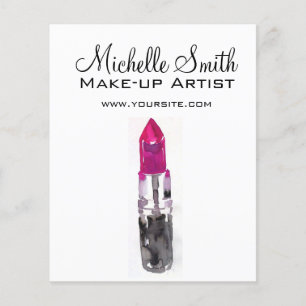 Chic pink black silver watercolor lipstick Makeup  Flyer