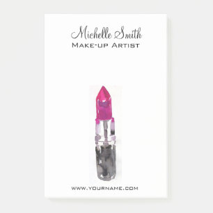 Chic pink black silver watercolor lipstick Makeup  Post-it Notes
