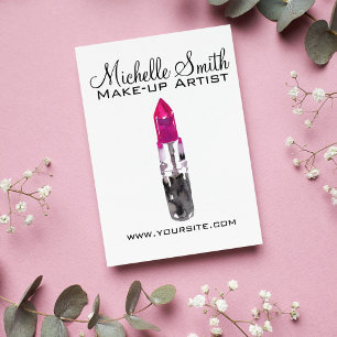 Chic pink black silver watercolor lipstick Makeup  Postcard