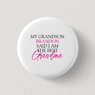 Chic Pink & Black Text Grandchildren Funny Grandma 3 Cm Round Badge