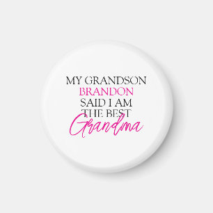 Chic Pink & Black Text Grandchildren Funny Grandma Magnet