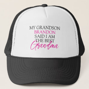 Chic Pink & Black Text Grandchildren Funny Grandma Trucker Hat