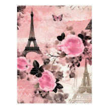 Chic Pink Black & White Eiffel Tower Paris French