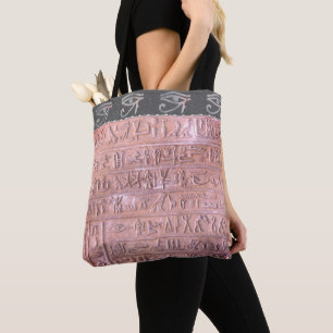 Chic Pink Blush Hieroglyphs Eye of Ra Tote Bag