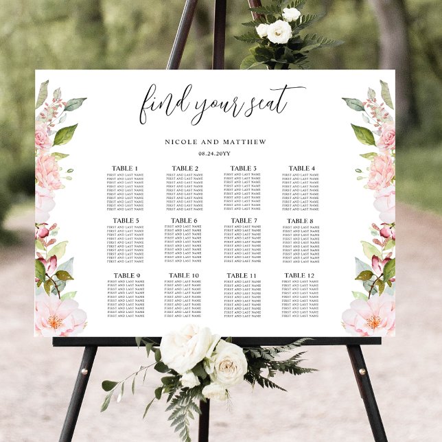 Chic Pink Blush, Rose Gold Wedding Seating Chart (Creator Uploaded)