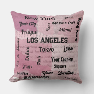 chic pink blush rustic mega cities of the world cushion