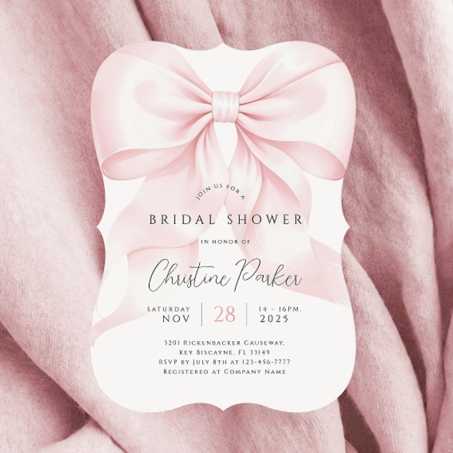 Chic Pink Bow Bridal Shower Invitation (Creator Uploaded)
