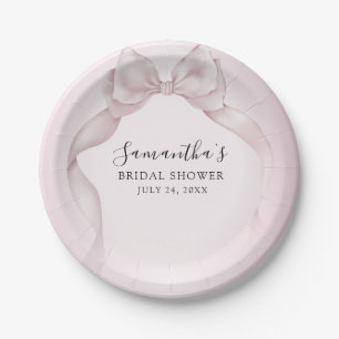 Chic Pink Bow Bridal Shower Paper Plate