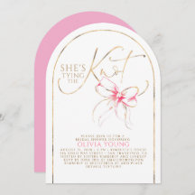 Chic Pink Bow She's Tying The Knot Bridal Shower