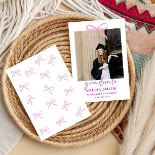 Chic Pink Bow University Graduation Party  Invitation