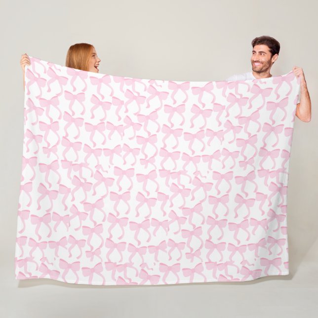 Chic Pink Bows Fleece Blanket (In Situ)