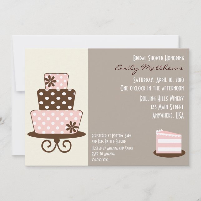 Chic Pink & Brown Invitation (Front)