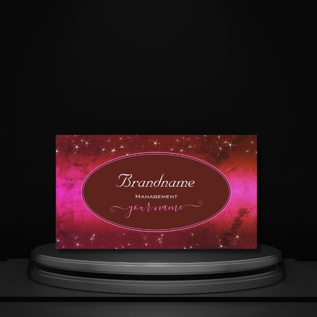 Chic Pink Burgundy Marbled Glitter Stars Stylish Business Card (Creator Uploaded)