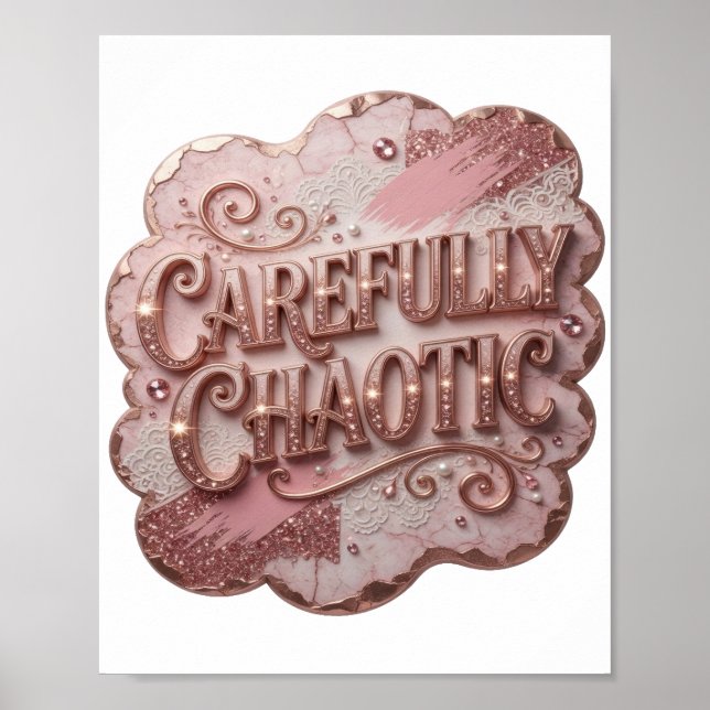 Chic Pink CAREFULLY CHAOTIC Poster (Front)