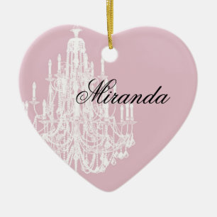 Chic Pink Chandelier Ceramic Ornament