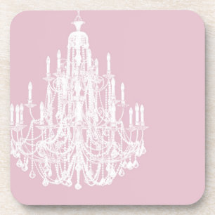 Chic Pink Chandelier Coaster