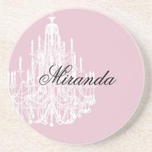 Chic Pink Chandelier Coaster
