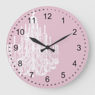 Chic Pink Chandelier Large Clock