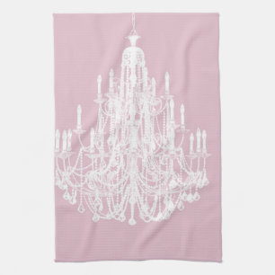 Chic Pink Chandelier Tea Towel