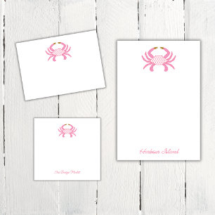 Chic Pink Crab Coastal Sticky Notees Post-it Notes