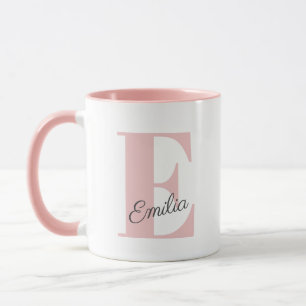 Chic pink Custom Monogram and Name Mug