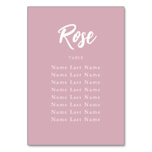 Chic Pink Custom Table Name Seating Assignment Table Number