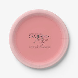 Chic pink customisable graduation party paper plate