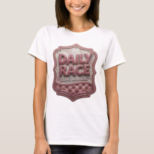 Chic Pink DAILY RACE GOING NOWHERE 3D Text Art T-Shirt