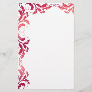 Chic Pink Damask Plain Stationery