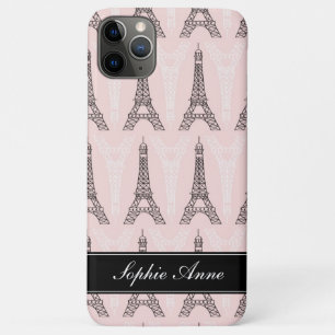 Chic Pink Eiffel Tower Pattern iPhone 11 Pro Max Case