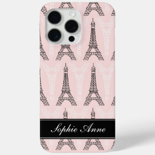 Chic Pink Eiffel Tower Pattern iPhone 15 Pro Max Case
