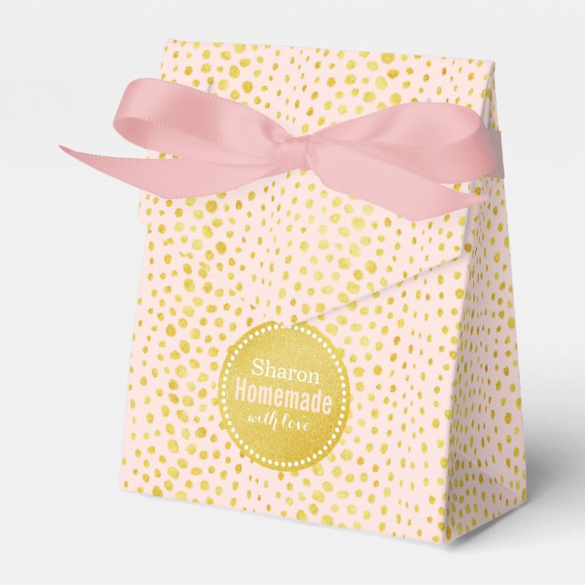 Chic pink faux gold glitter cheetah print monogram favour box (Front Side)