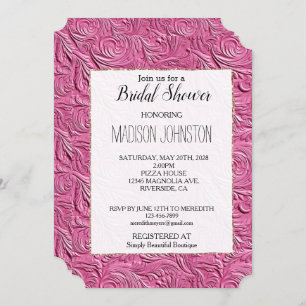Chic Pink Faux Leather Invitation