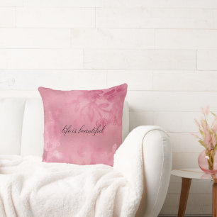Chic Pink Feminine Floral Lace  Cushion