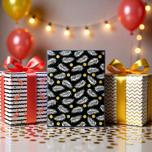 Chic Pink Flamingo Black and Gold Tropical Glam Wrapping Paper Sheet