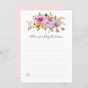 Chic Pink Floral Advice for baby shower game Invitation