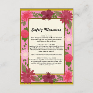 Chic Pink Floral Botanical Safety Measures Enclosure Card